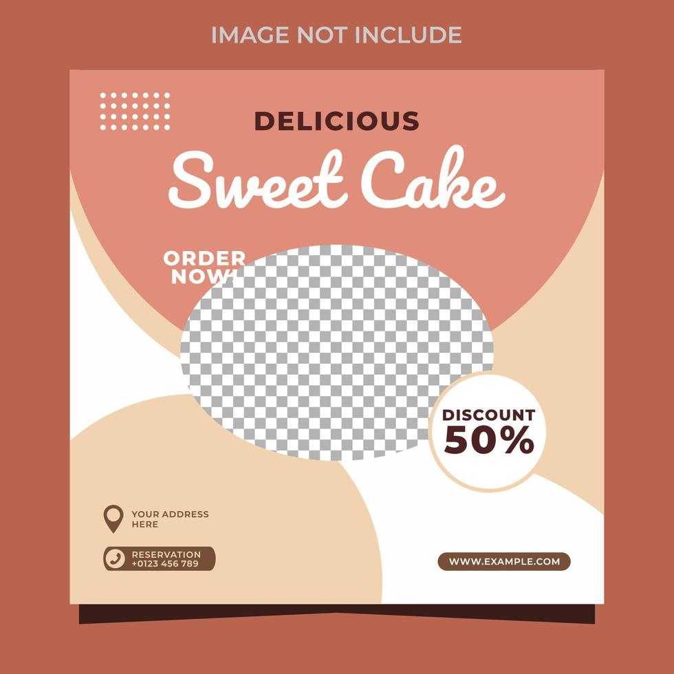 Sweet cake banner square social media post design vector