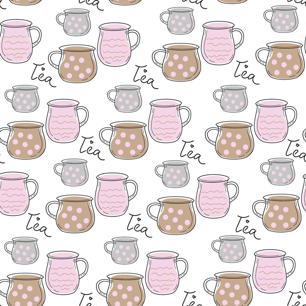 Seamless pattern Cup hand drawn outline doodle icon. vector