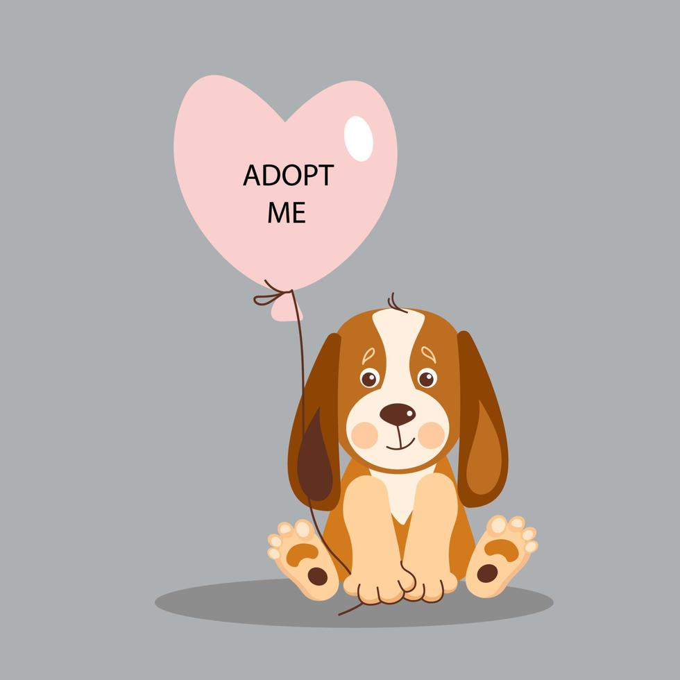 Adopt a dog. Help the homeless animals find a home. Cartoon vector illustration