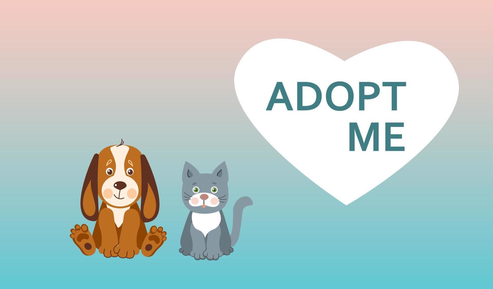 Adopt a dog. Help the homeless animals find a home. Cartoon vector illustration