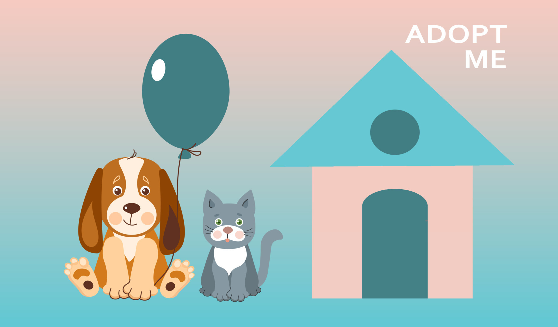 Adopt me cartoon landing page with homeless pets Vector Image