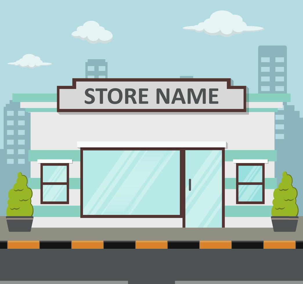 Flat design store front with place for name vector