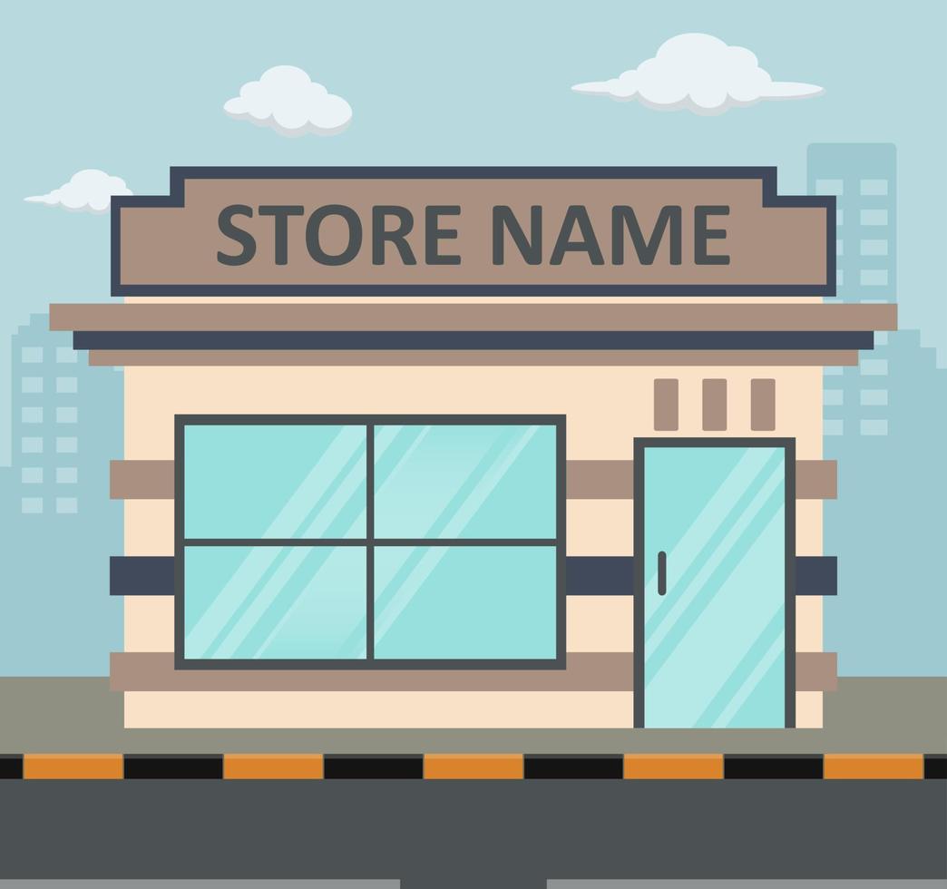 Flat design store front with place for name vector