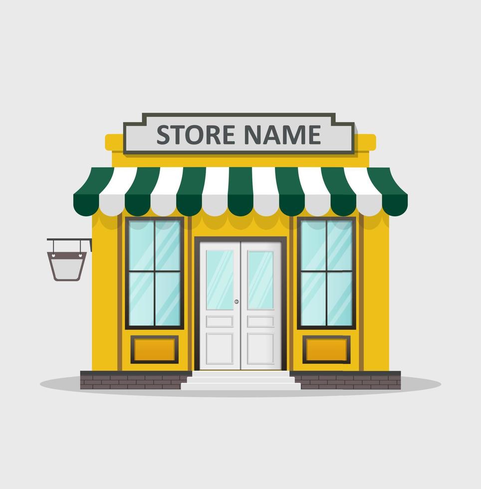 Flat design store front with place for name vector