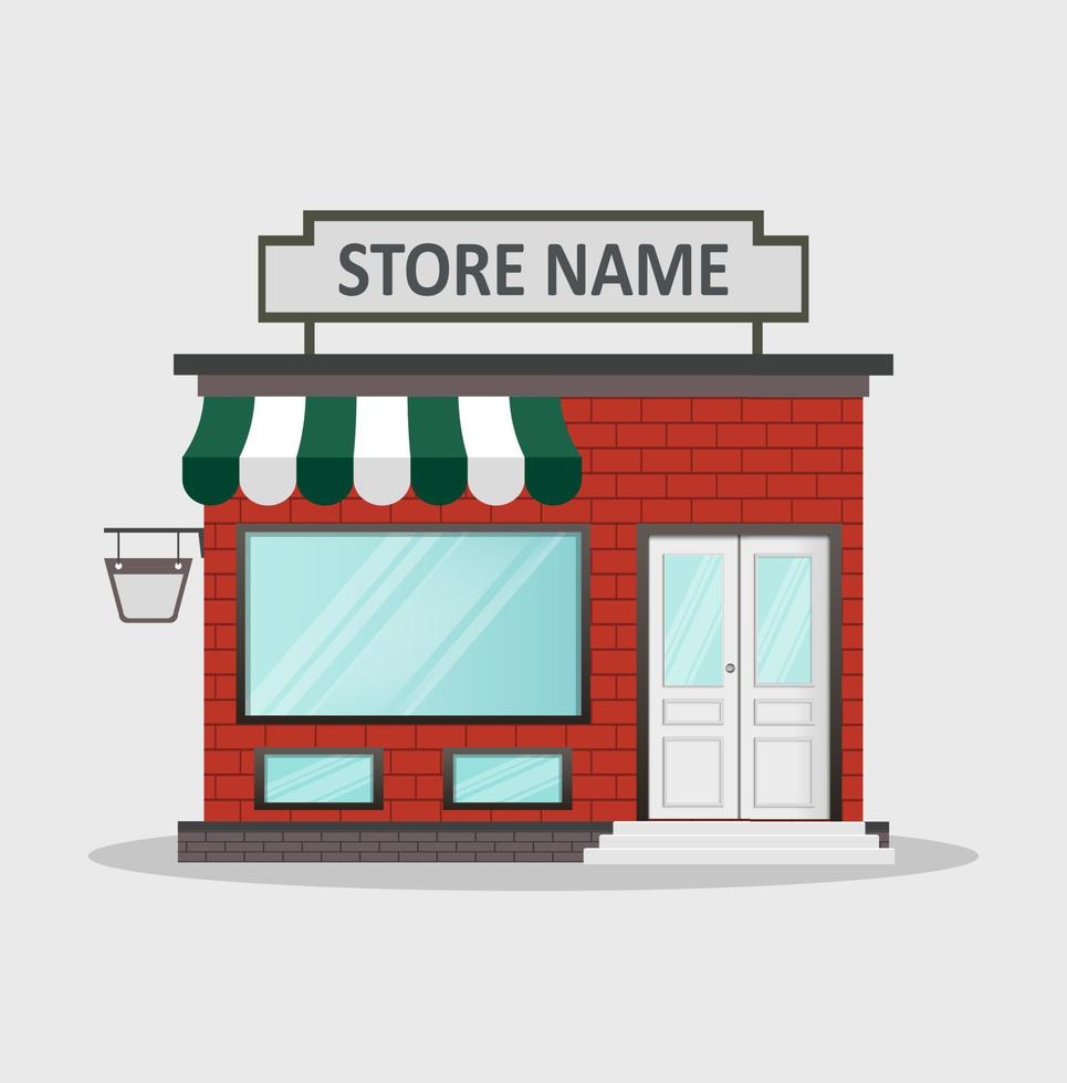 Flat design store front with place for name vector