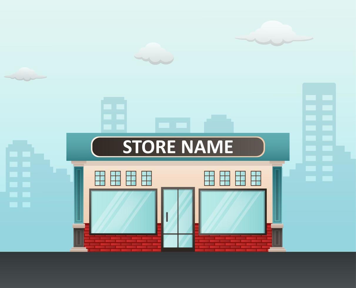 Flat design store front with place for name vector