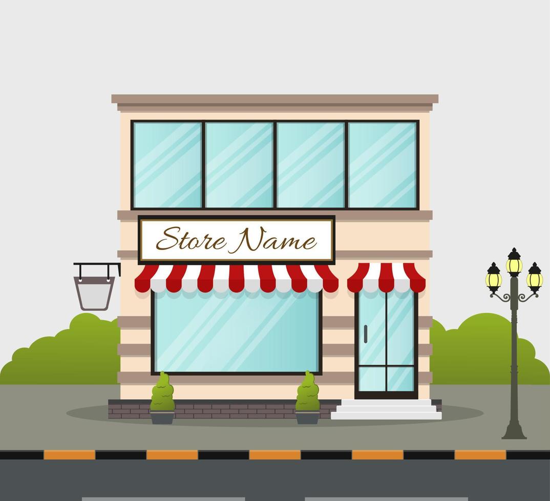 Flat design store front with place for name vector