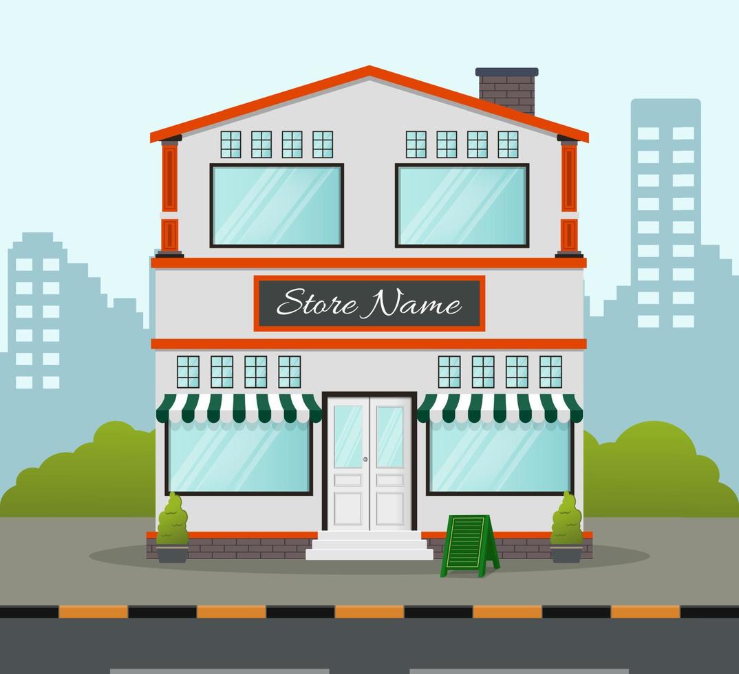 Flat design store front with place for name vector