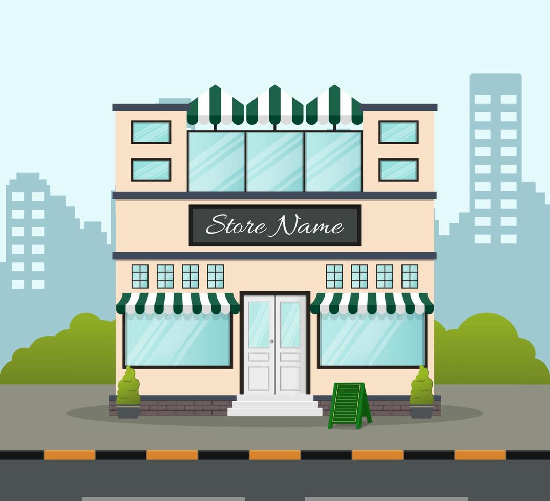 Flat design store front with place for name vector