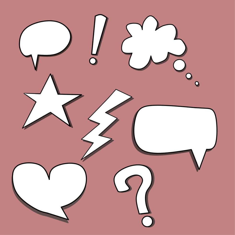 Comic bubbles speech and elements set. Vector illustration pop art style.
