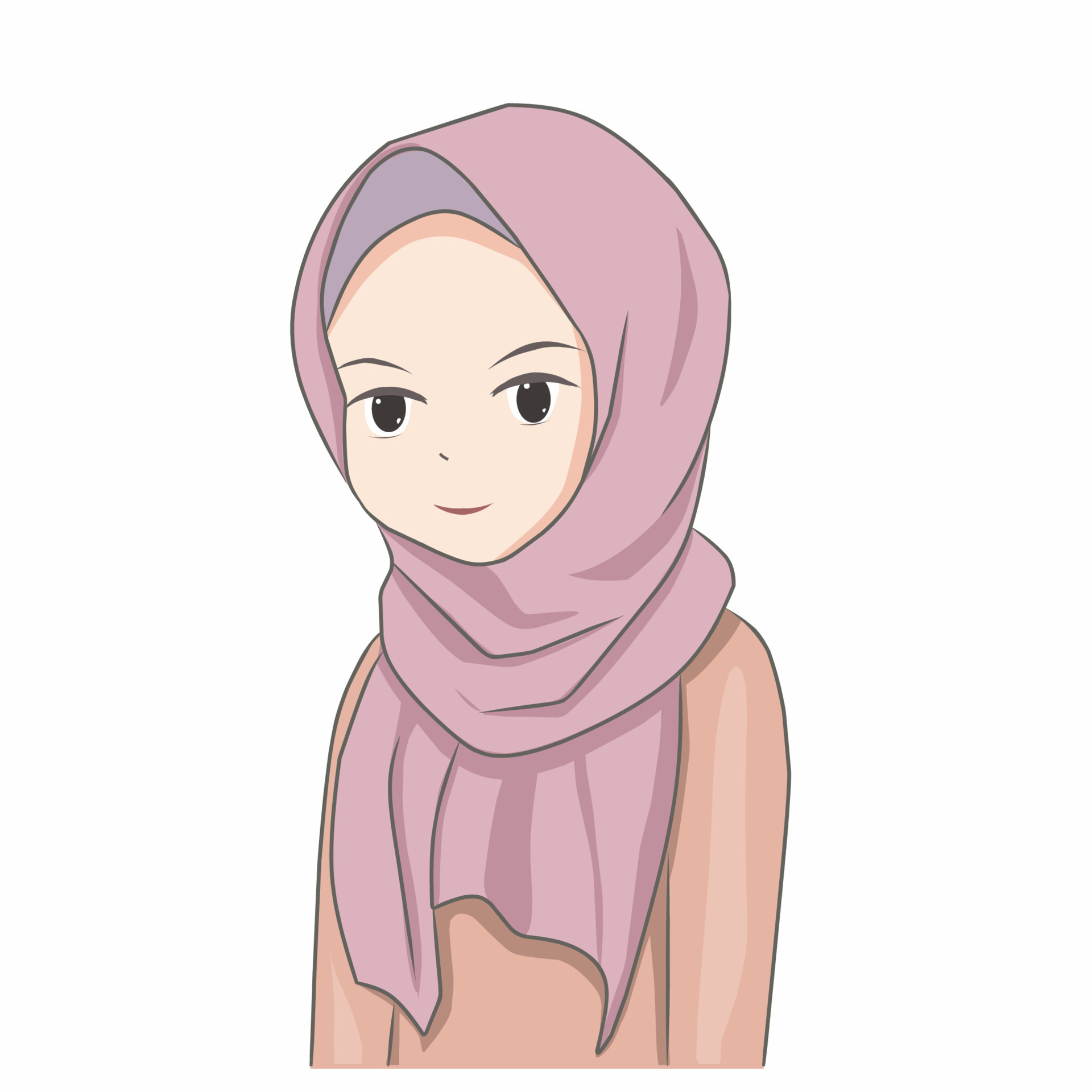 Premium Vector  Cute hijab girl cartoon character vector flat