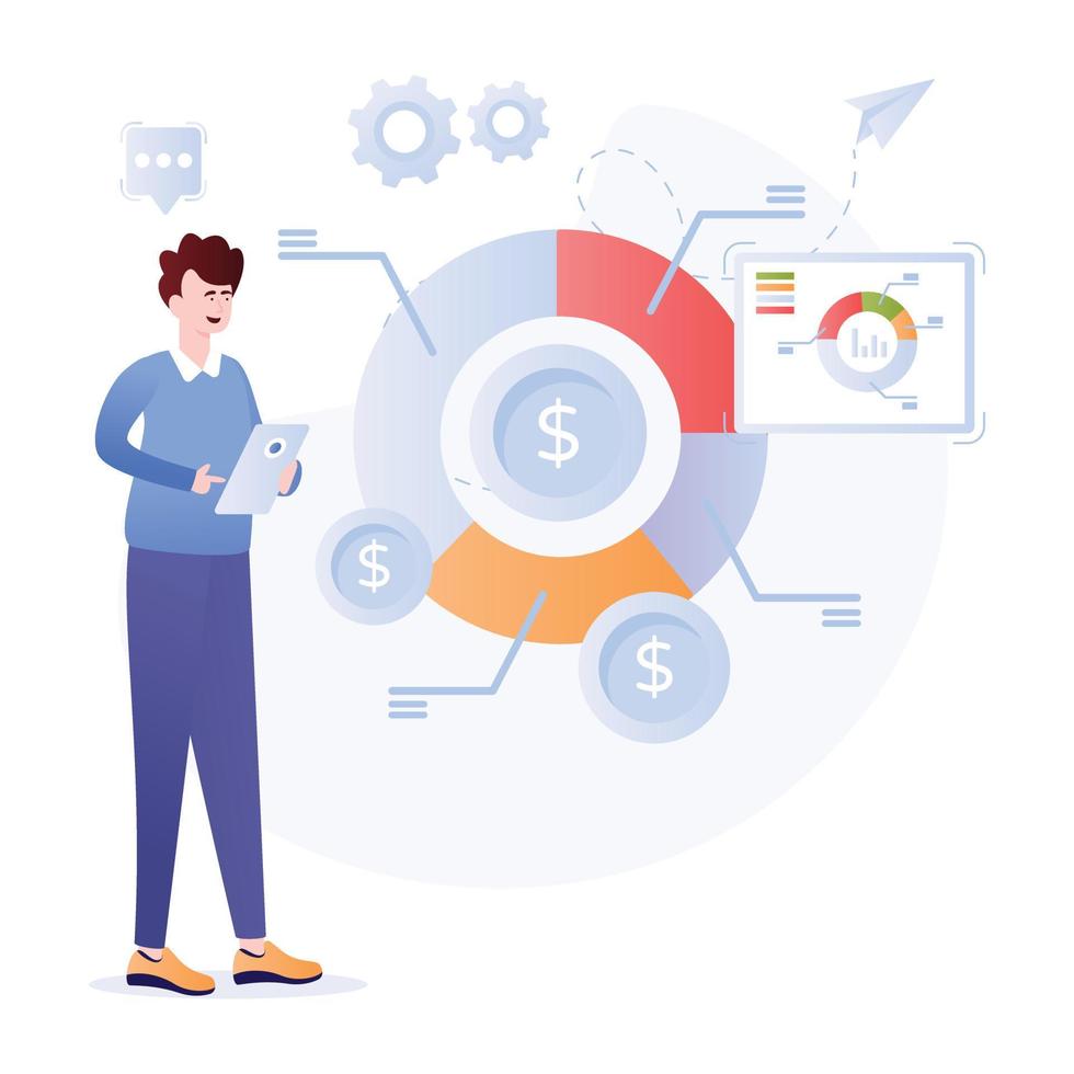 A handy flat illustration of pie chart vector