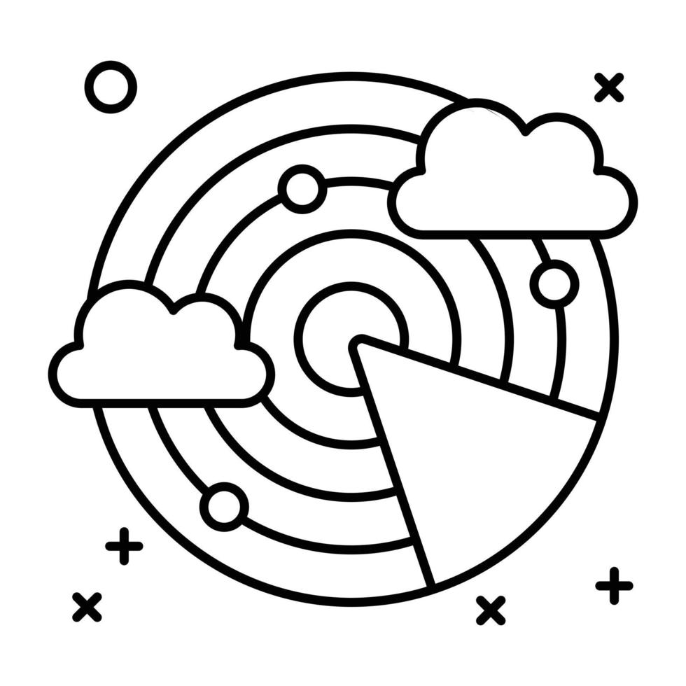 Radio detection, linear icon design of weather radar vector