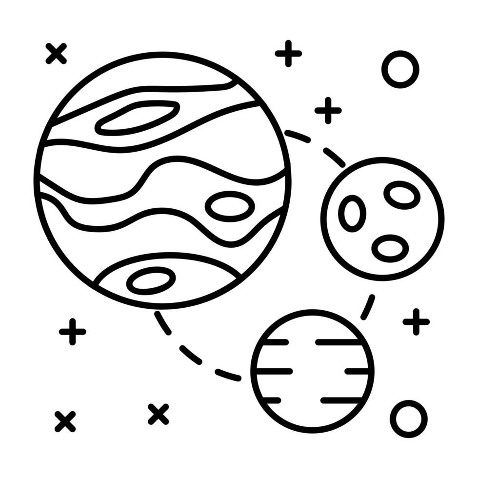 A visually appealing linear icon of planetary system vector