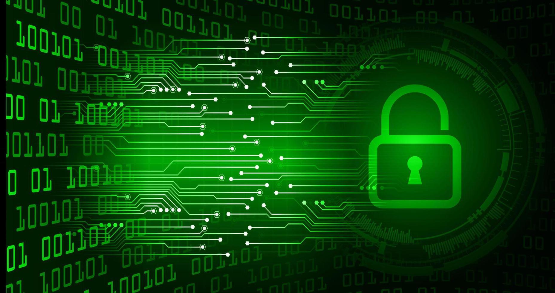 Closed Padlock on digital background, cyber security vector