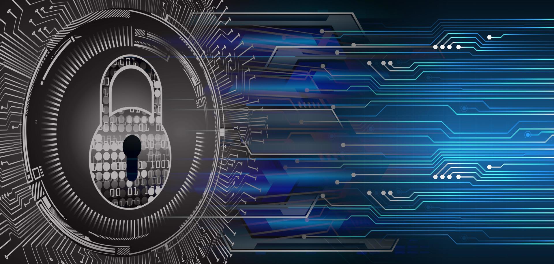 Closed Padlock on digital background, cyber security vector