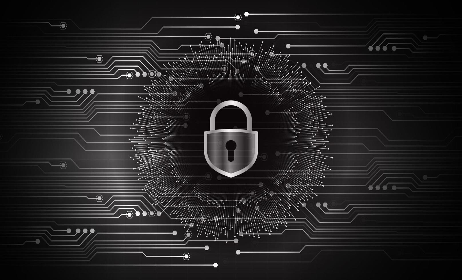 Closed Padlock on digital background, cyber security vector
