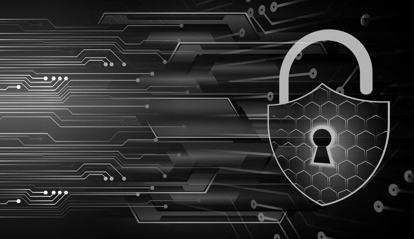 Closed Padlock on digital background, cyber security vector