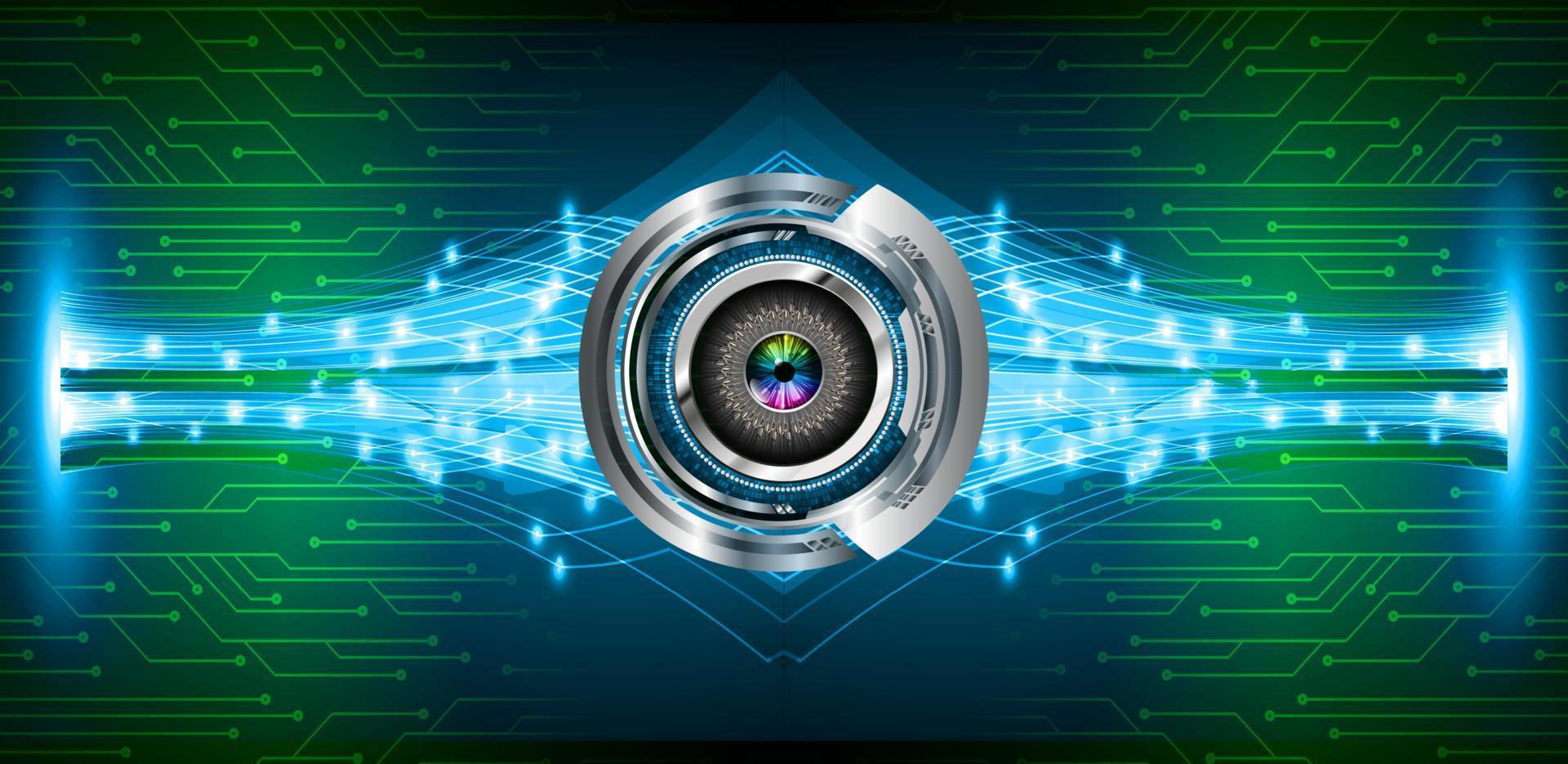 Blue eye cyber circuit future technology concept background vector