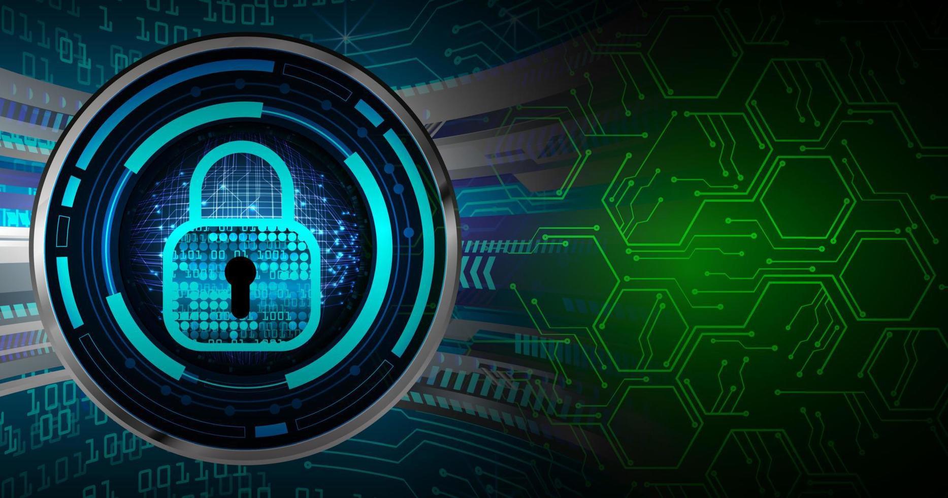 Closed Padlock on digital background, cyber security vector
