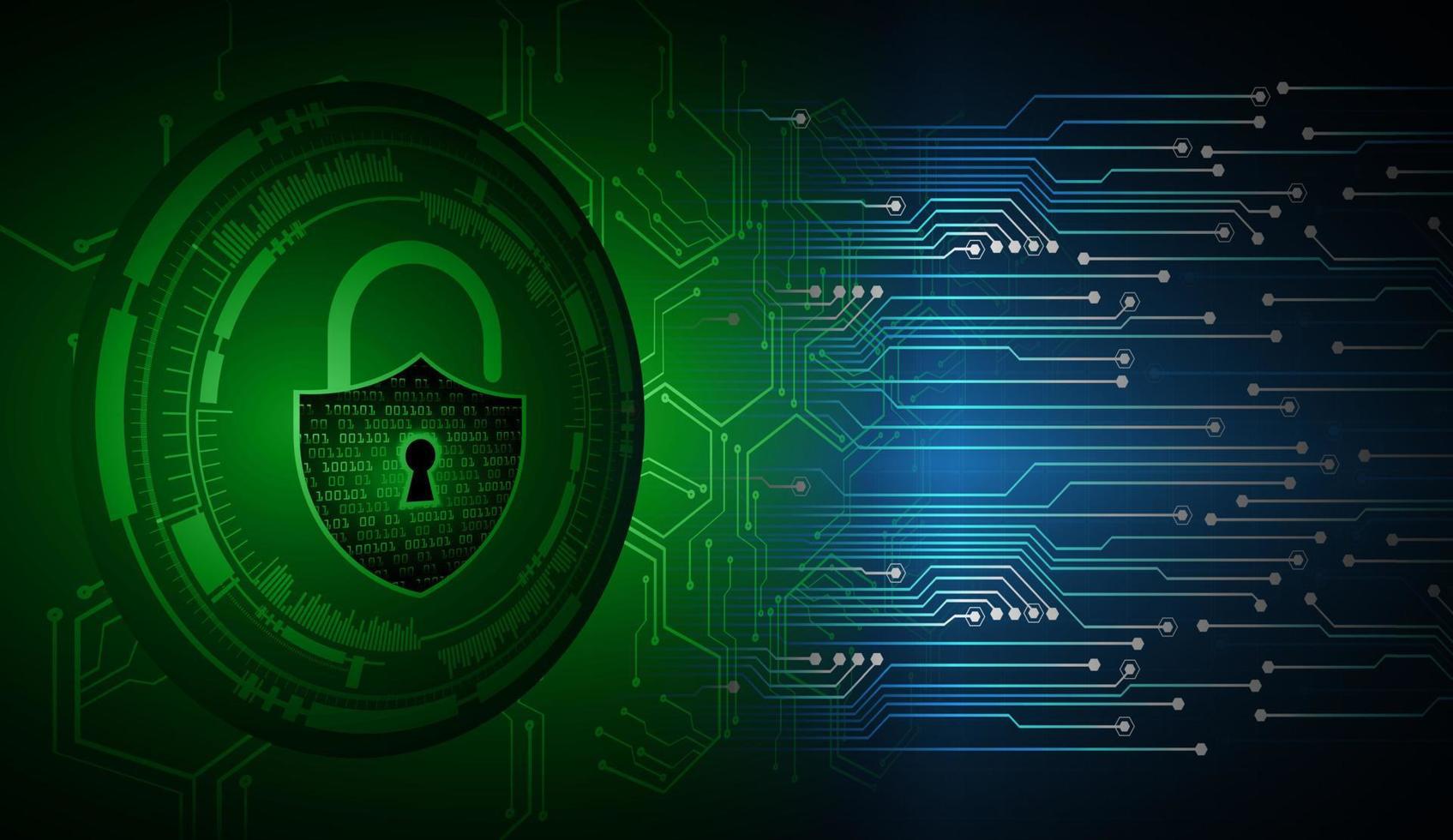 Closed Padlock on digital background, cyber security vector