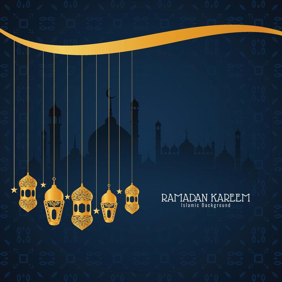 Eid Mubarak Islamic festival lanterns background vector