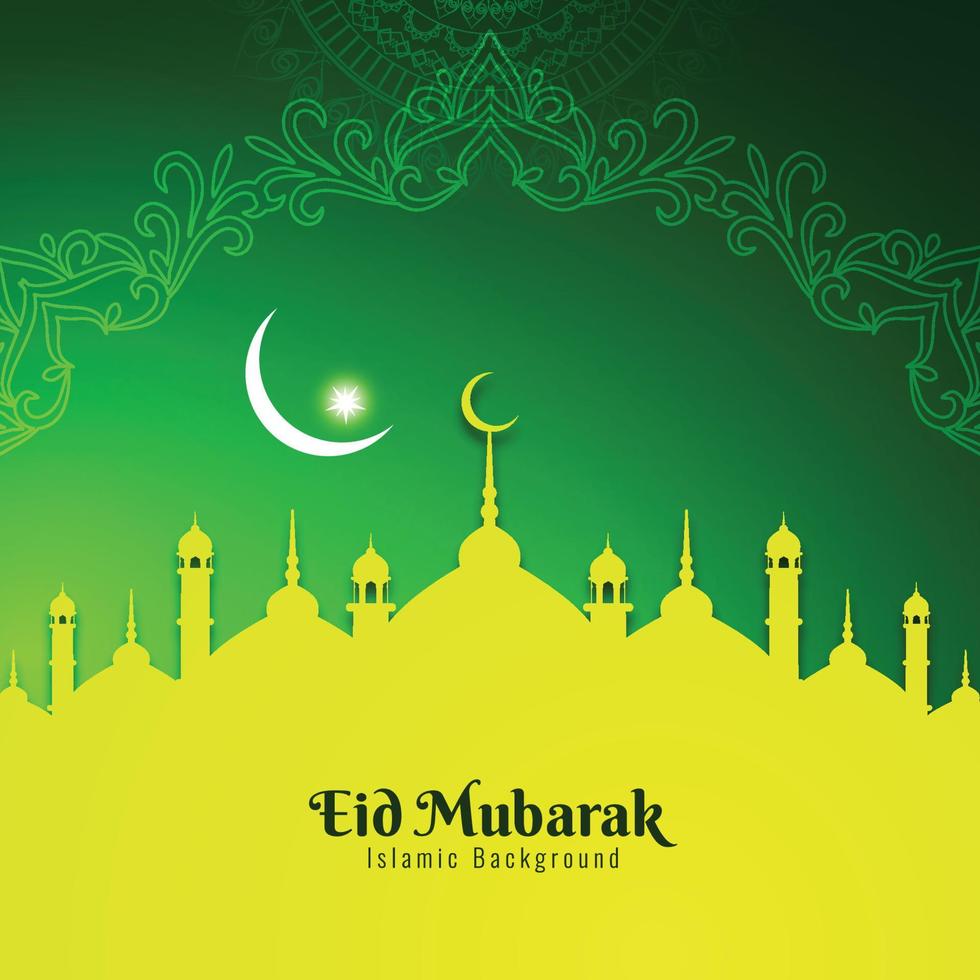 Eid Mubarak Islamic festival stylish green background vector