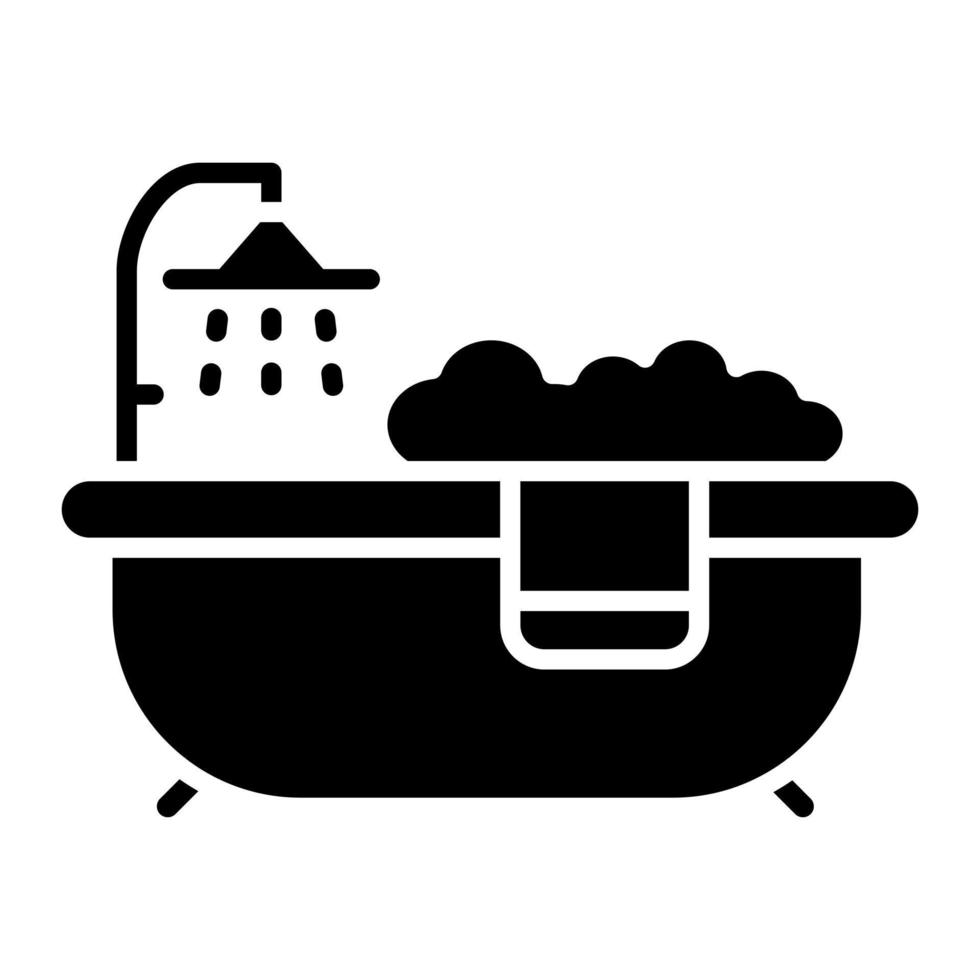 icono de glifo de bañera vector