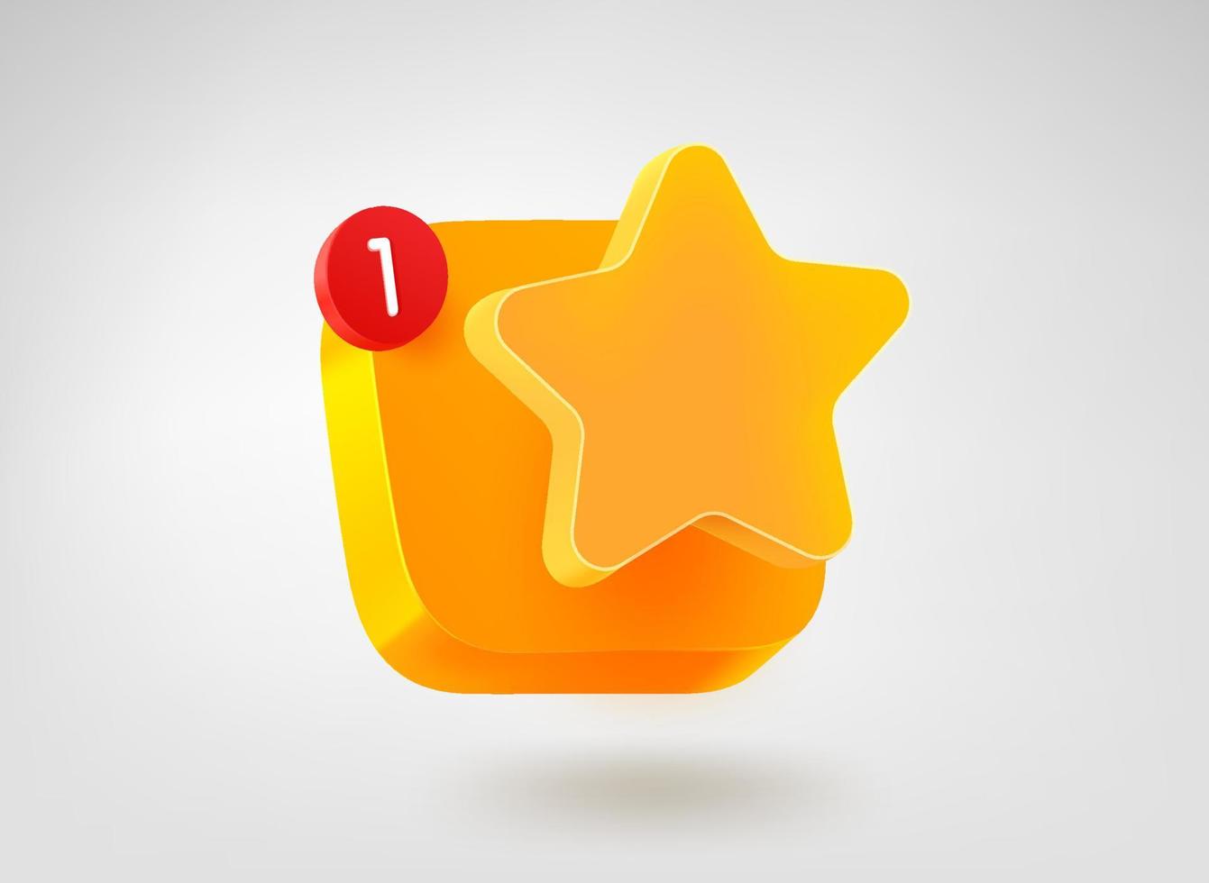 Golden star. Favorite concept. 3d vector mobile application icon