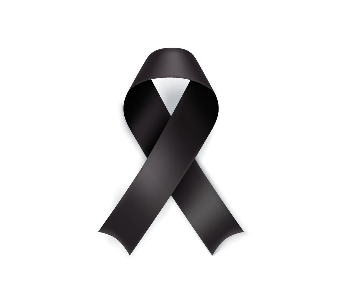 Melanoma awareness month symbol. Black ribbon isolated on white background vector