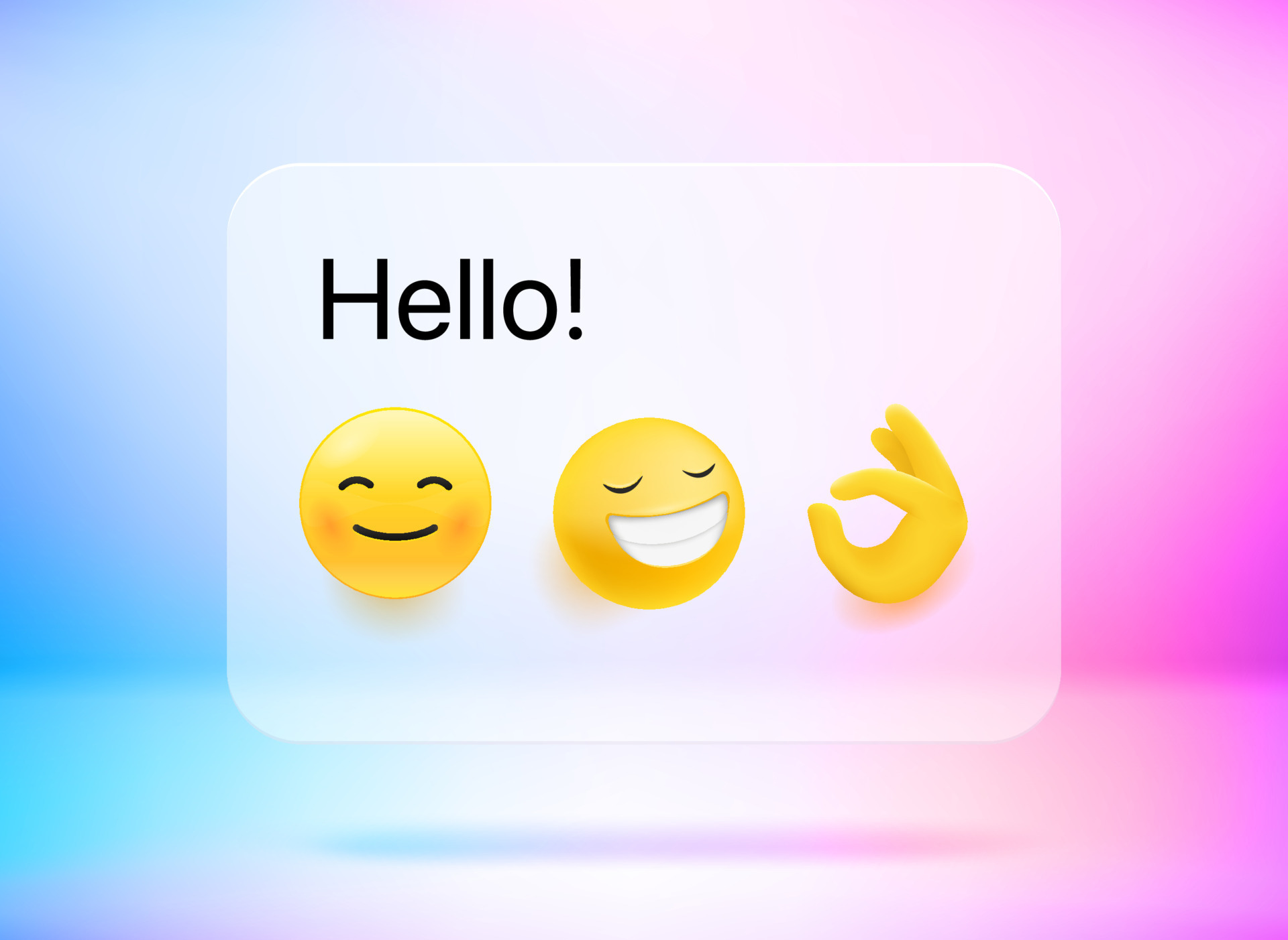 Hello message. Chat message with cute emojis. Vector 3d ...