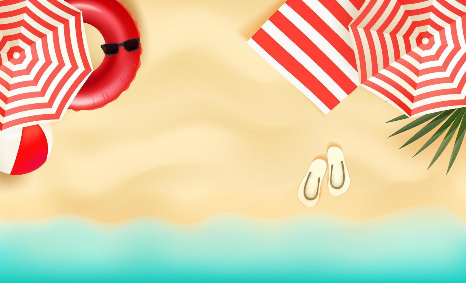 Summer season illustration with season accessories and copy space vector