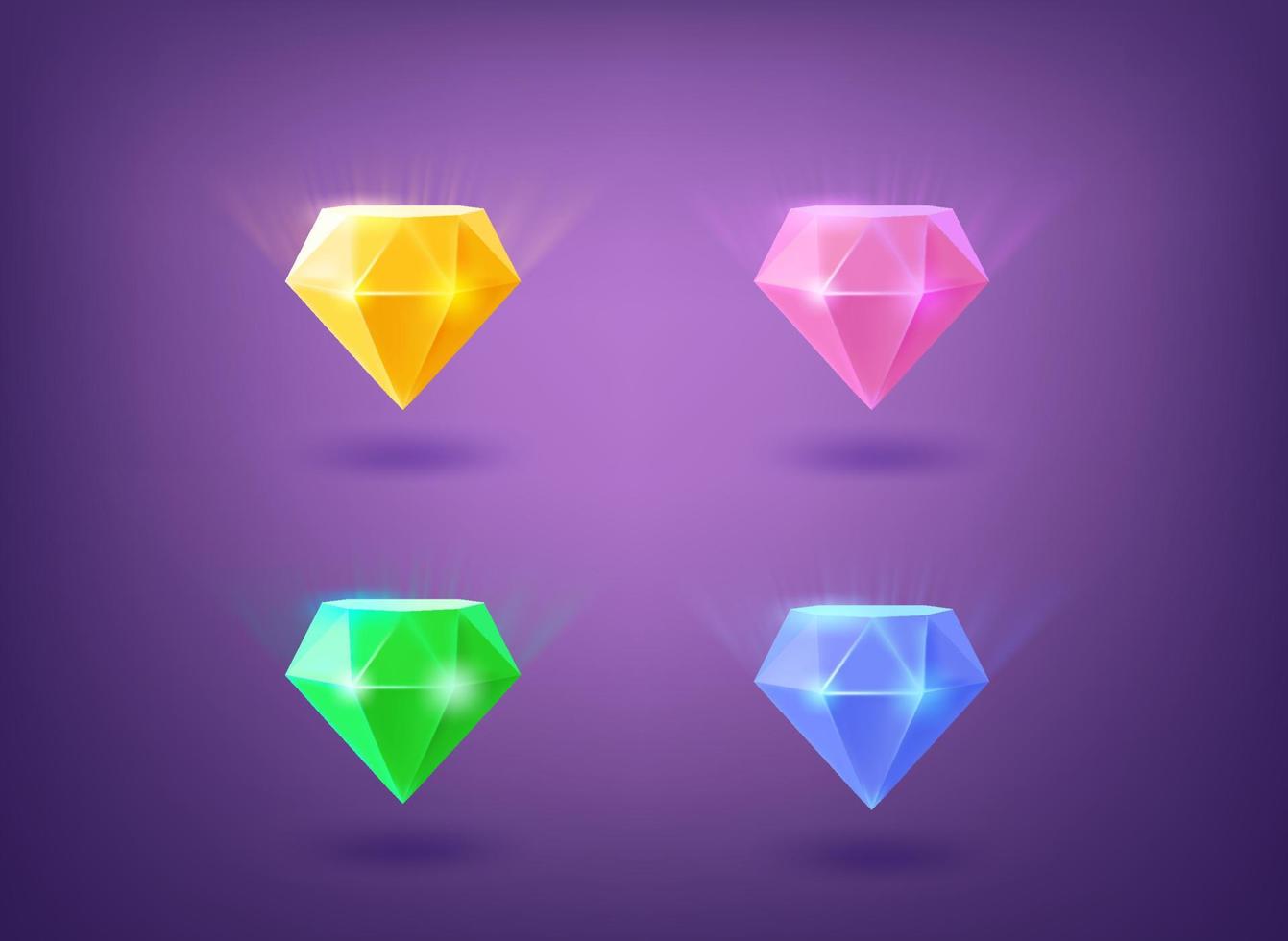 Color gems collection. 3d vector elemets set