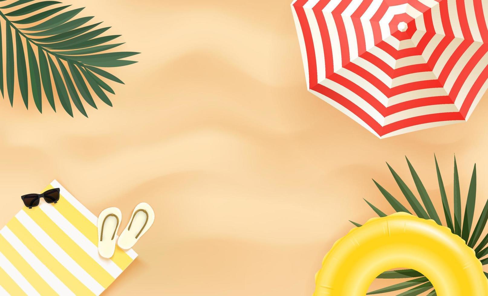 banner de temporada de verano con accesorios y espacio de copia vector