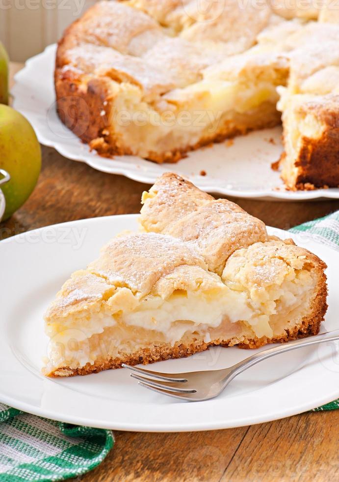 Apple pie with custard photo