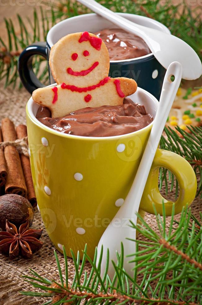 Hot chocolate and Christmas gingerbread photo