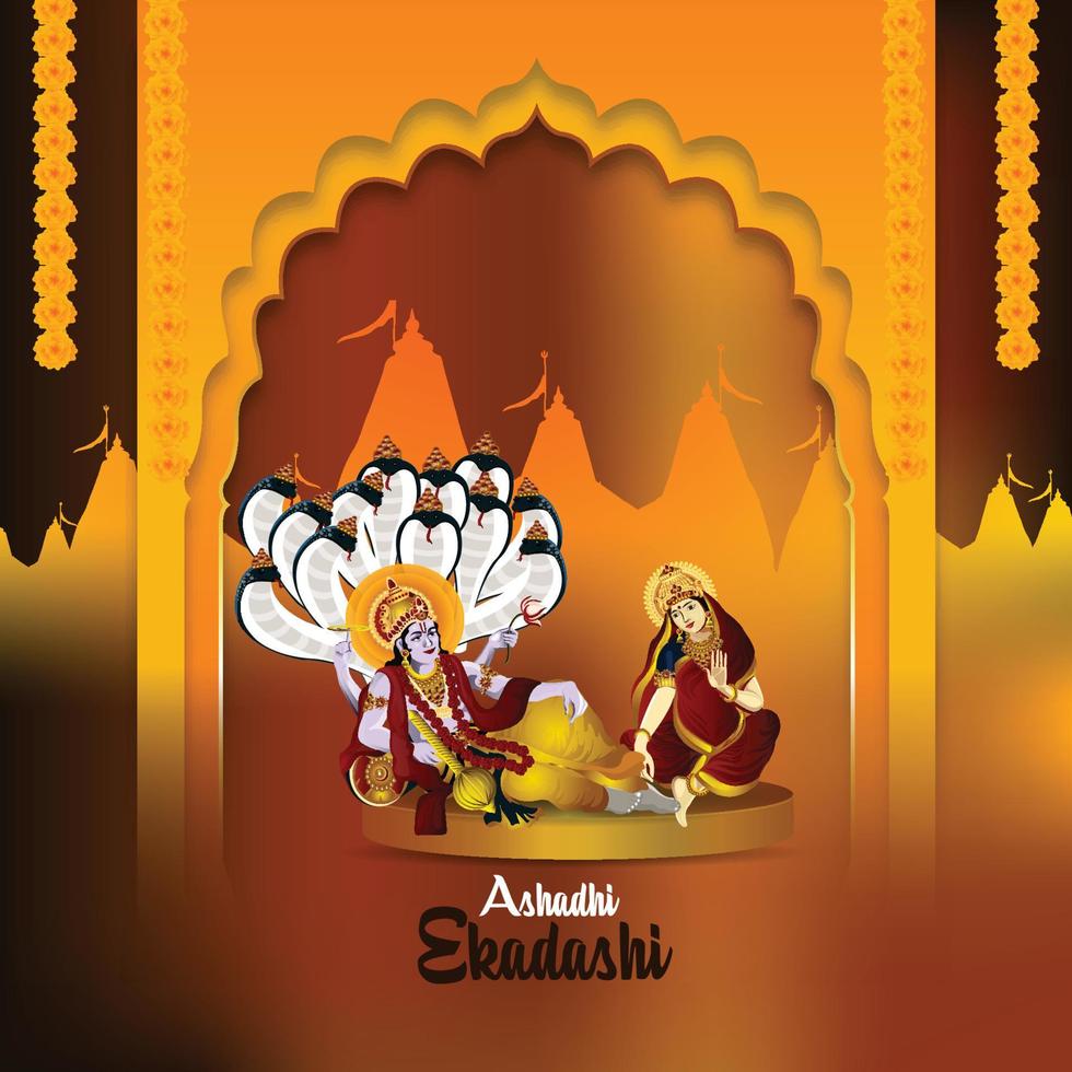 ilustración vectorial de la tarjeta de celebración feliz ashadhi ekadashi vector
