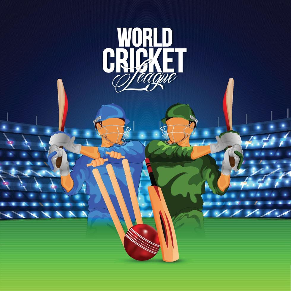 Creative cricket championship tournament background with realistic cricket equipment vector
