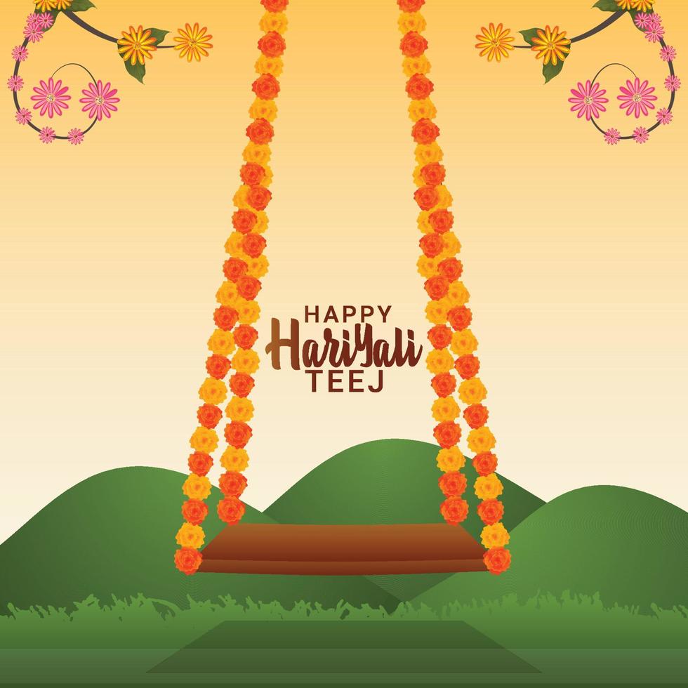 ilustración vectorial creativa de hariyali teej vector