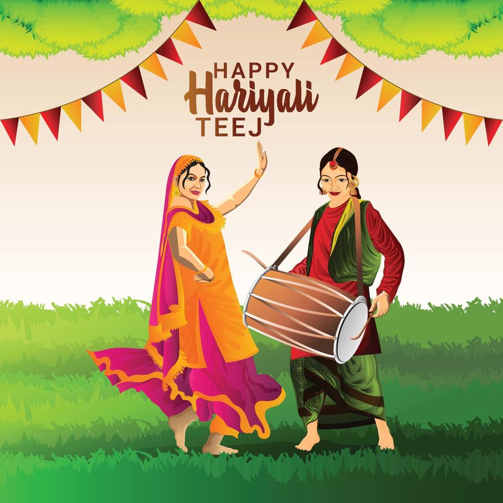 Vector illustration of happy hariyali teej festival 7303696 Vector ...