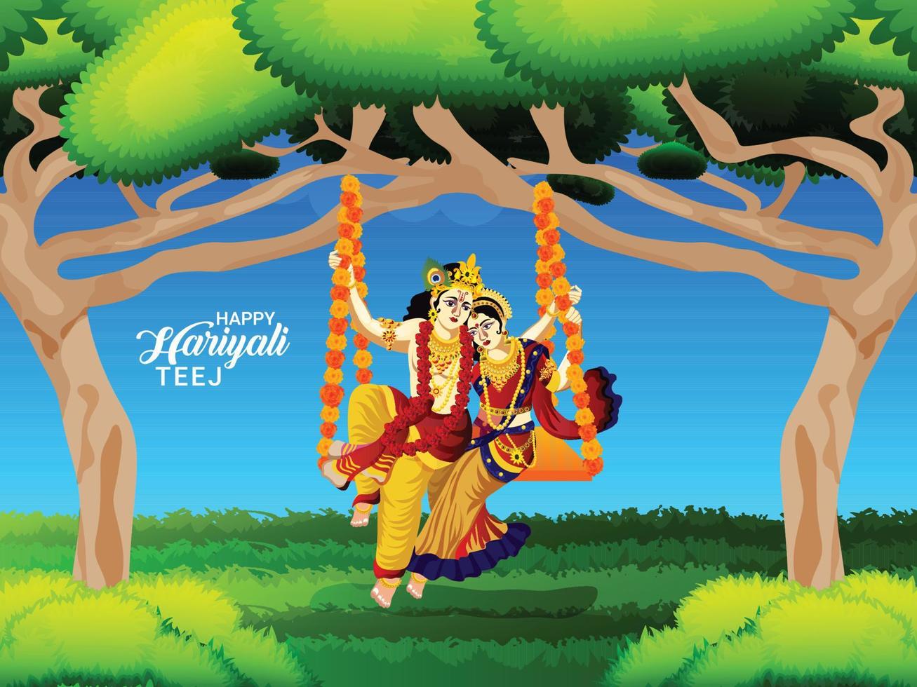 Happy hariyali teej festival card vector