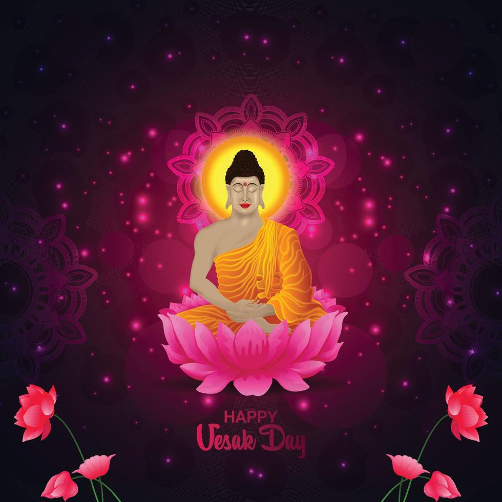 Happy vesak day celebration background vector