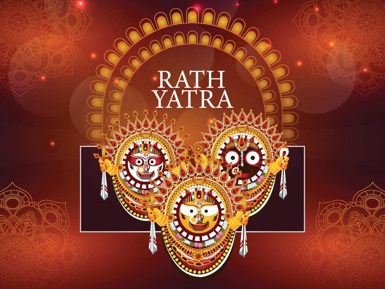 Happy rath yatra celebration for lord jagannath balabhadra and subhadra vector illustration