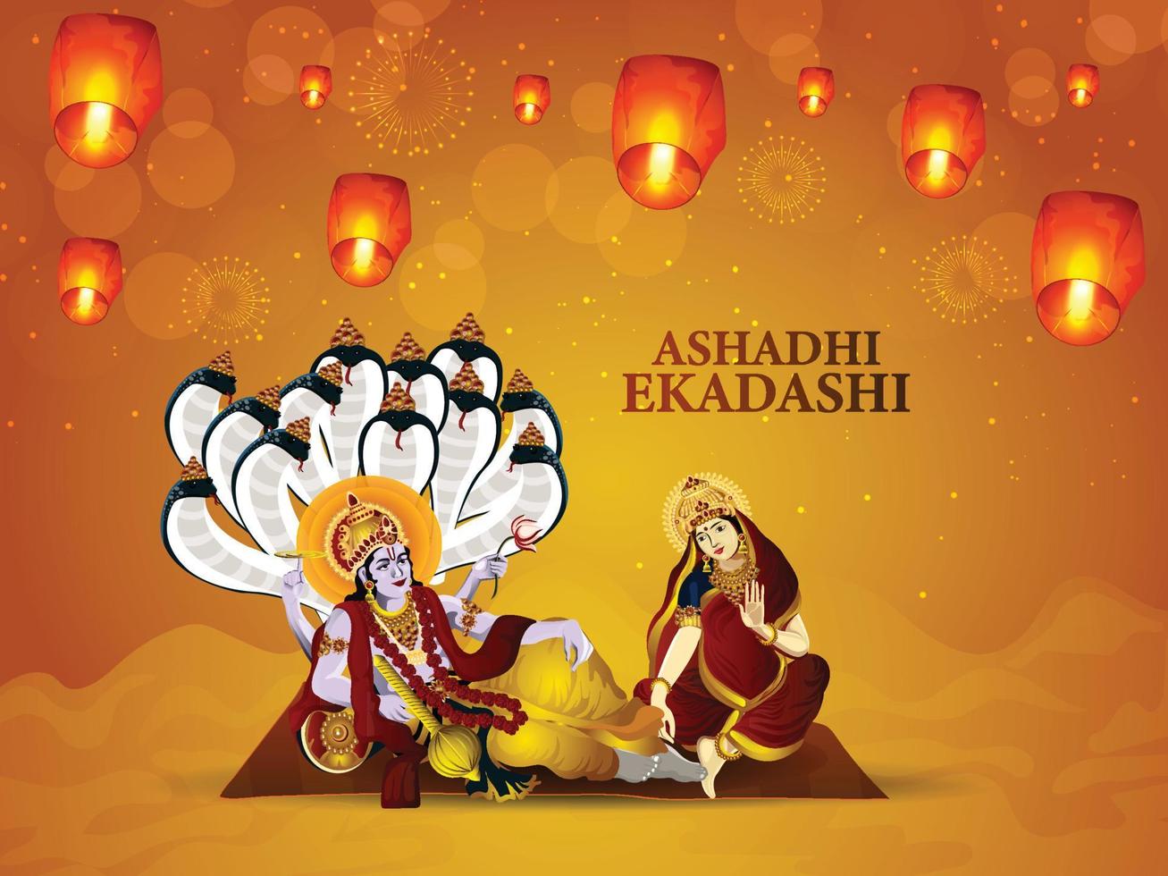 ashadhi ekadashi celebración tarjeta de felicitación vector