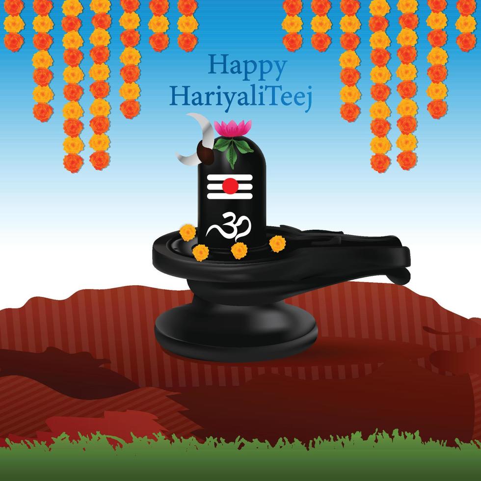 Happy hariyali teej festival celebration vector