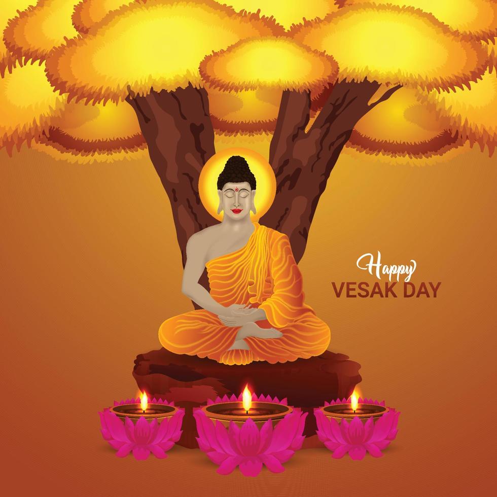 Creative design of happy vesak day banner vector