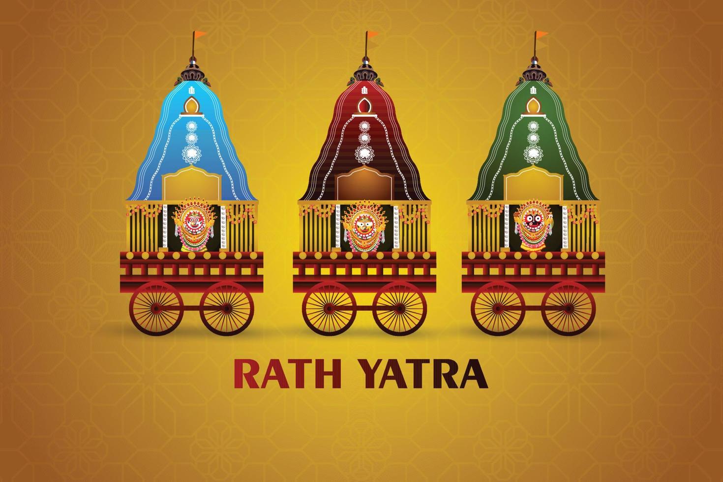 feliz jagannath rath yatra yatra del señor jagannath balabhadra y subhadra vector