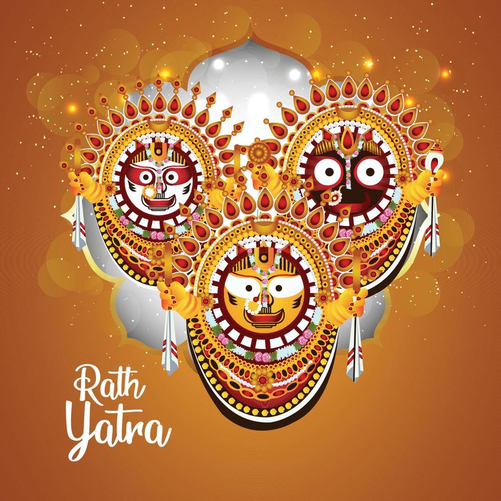 Happy rath yatra celebration for lord jagannath balabhadra and subhadra vector illustration