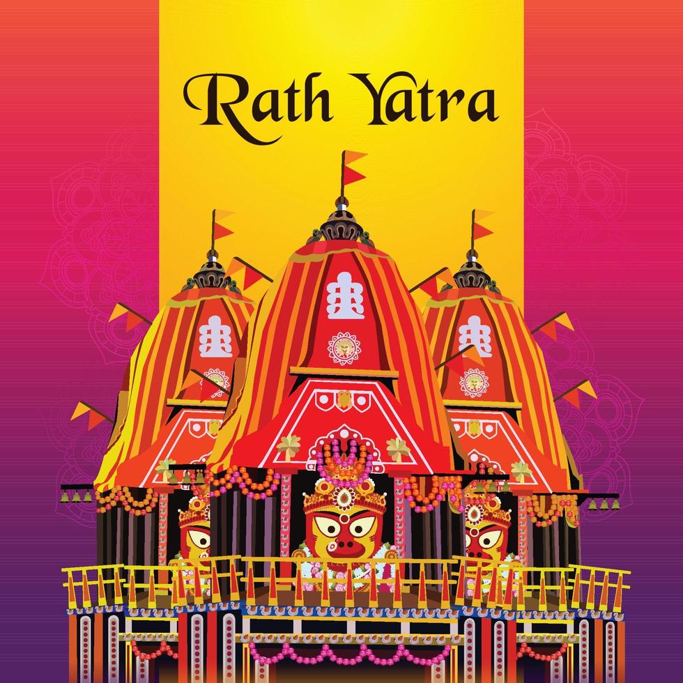 Vector illustration festival Ratha yatra of lord jagannath balabhadra
