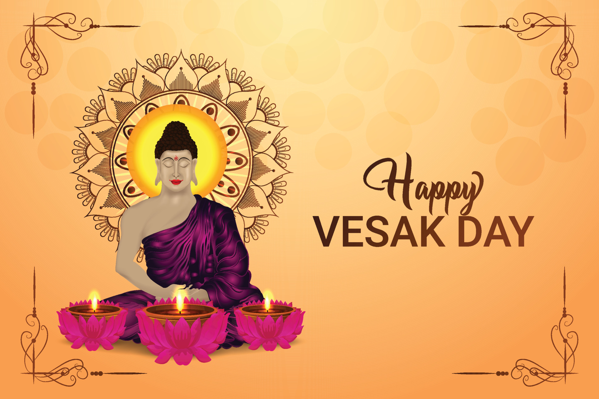 Happy vesak day celebration greeting card 7303795 Vector Art at Vecteezy
